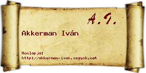 Akkerman Iván névjegykártya